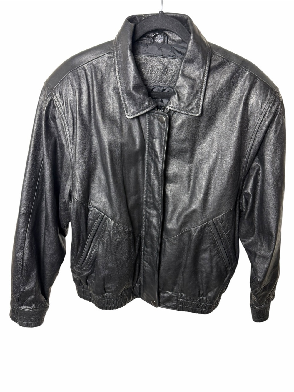 Men’s vintage 100% leather black bomber jacket medium